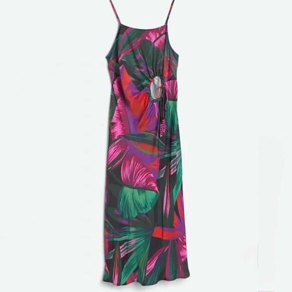 FARM Rio Tropical Print Midi Dress - Pink and Green